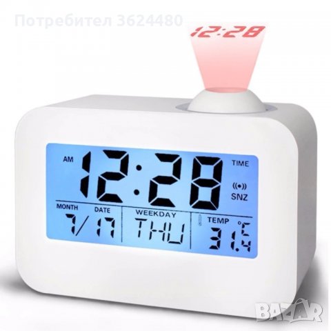 Дигитален настолен часовник с прежектор на часа върху стената или тавана, снимка 8 - Други стоки за дома - 39975800