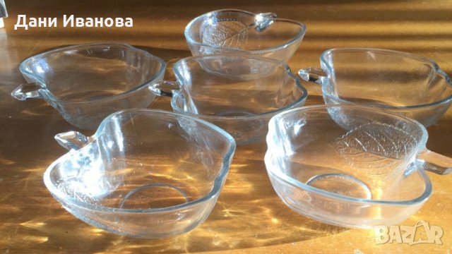 Комплект 6 стъклени купички "ябълки", снимка 2 - Чинии - 31614970