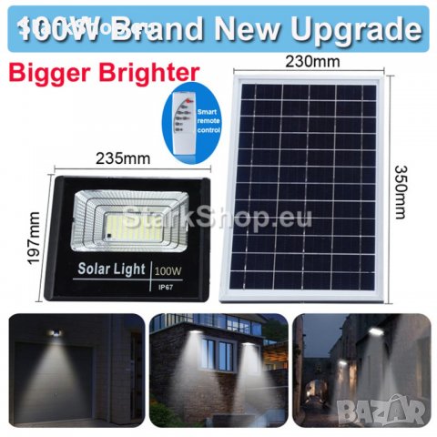  Соларен LED прожектор с панел – 150W, снимка 4 - Соларни лампи - 38417551