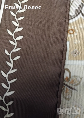 Hermes оригинален копринен шал 90/90 см., снимка 7 - Шалове - 52923743