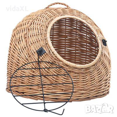 vidaXL Транспортен кош за котки, 45x35x35 см, естествена върба（SKU:170907, снимка 1 - За котки - 44934946