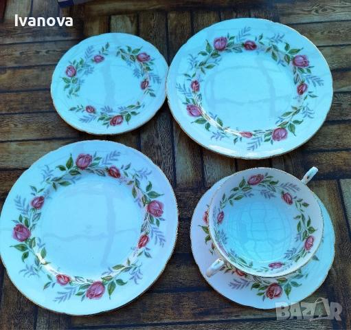 Комплект за чай от английски фин костен порцелан Paragon, снимка 2 - Сервизи - 53251782