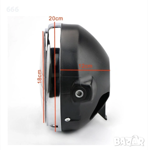 инча фар за мотоциклет, Mmgoqqt, 35W, бяло стъкло, кръгла форма, снимка 5 - Аксесоари и консумативи - 54065004