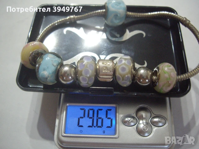 Сребърна гривна-пандора., снимка 6 - Гривни - 51410692