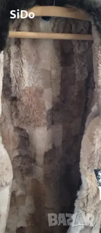 HOBA Синя шуба с кожа отвътре размер 52, снимка 11 - Други - 49893318