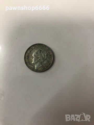 Сребърна монета Нидерландия 25 цента, 1941 Портрет на аверс, снимка 3 - Нумизматика и бонистика - 38930290