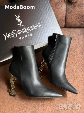 Yves Saint Laurent дамски черни боти на ток, снимка 3 - Дамски боти - 48251386