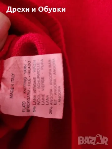 Луксозен червен пуловер вълна и ангора, снимка 5 - Блузи с дълъг ръкав и пуловери - 56334833