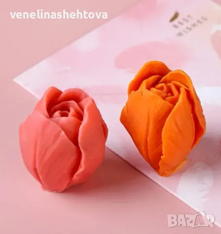 3D Лале пъпка Силиконов молд за свещи форма фондан  , снимка 4 - Форми - 48428209