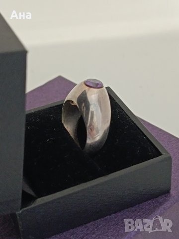 Красив сребърен пръстен маркиран с естествен камък #ДЗ, снимка 6 - Пръстени - 44321112