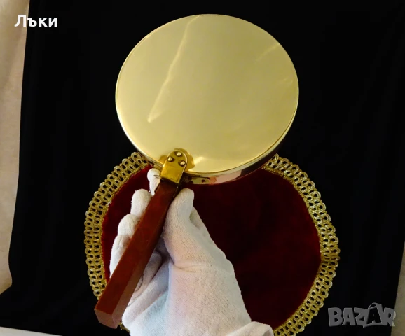 Меден съд за трохи,меден тиган с капак. , снимка 4 - Антикварни и старинни предмети - 50774355