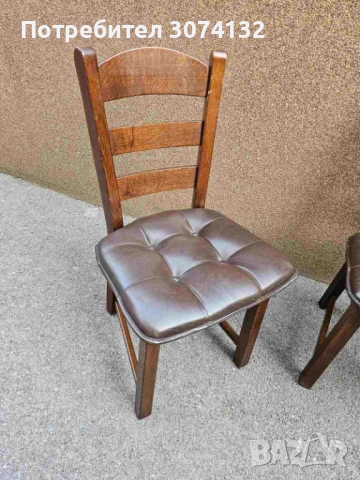 Масивни дъбови трапезни столове с естествена кожа, снимка 2 - Столове - 52856315