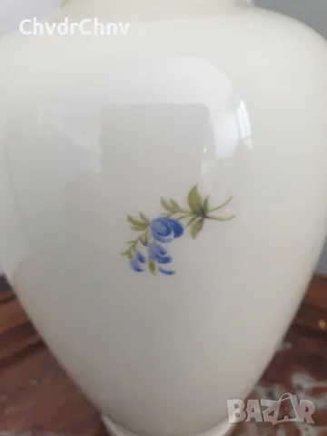 ALKA Bavaria Meissen 23см/АЛКА Бавария Майсен стара немска порцеланова ваза с капак-урна, снимка 8 - Вази - 55876499