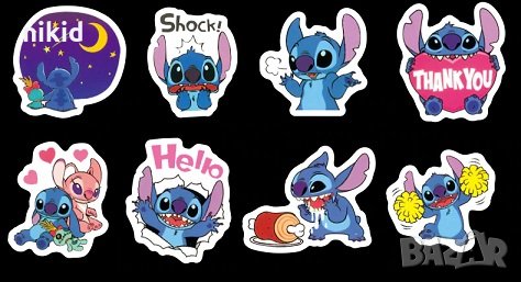  50 бр  Лило и Стич lilo stitch самозалепващи лепенки стикери за украса декор картонена торта, снимка 4 - Други - 30150156