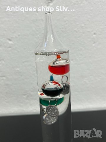 Галилеев термометър с цветни стъклени колби. №4741, снимка 2 - Други ценни предмети - 42892743