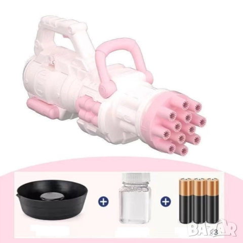 Модерен пистолет за сапунени балончета с батерии и удобна дръжка / Цвят: Син, Розов, снимка 3 - Други - 52583596