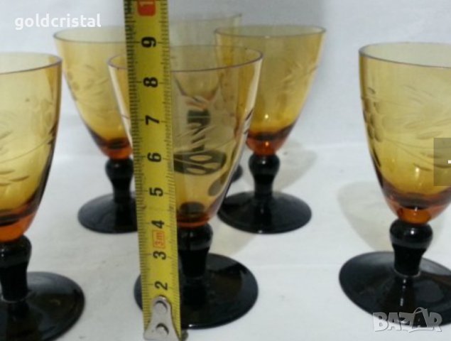 Стъклена гарафа и чаши цветно стъкло, снимка 6 - Антикварни и старинни предмети - 36017169