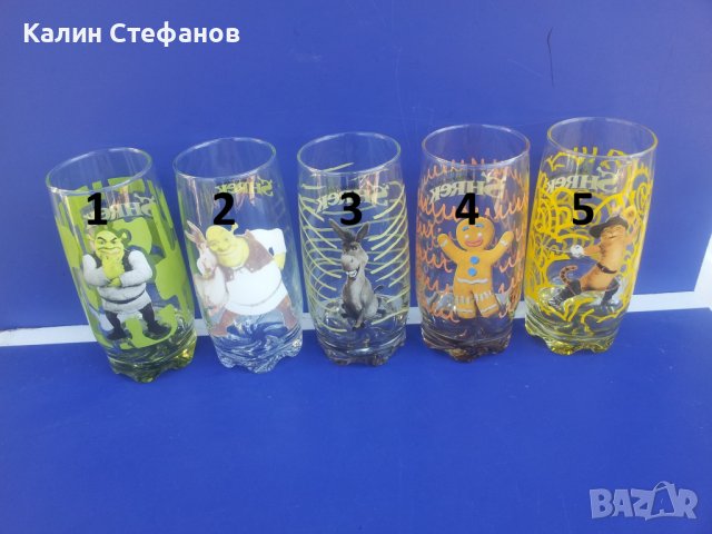 Стъклени чаши Шрек, снимка 2 - Колекции - 38158945