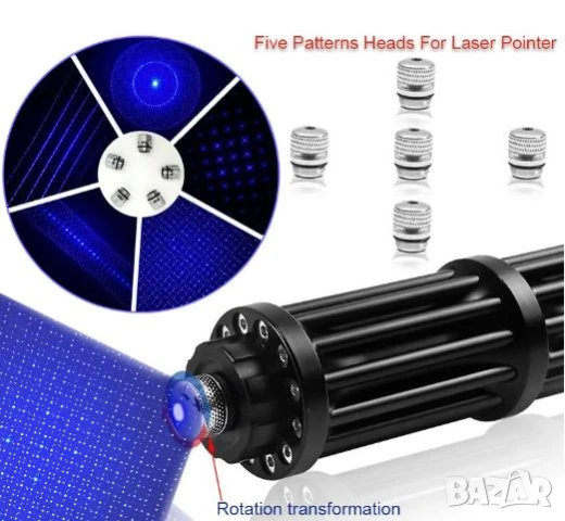 Син Акумулаторен Лазер 50000mW Пука Балон Запалва Клечка Кибрит Кашон Пали Цигара Прогаря Дрехи Кожа, снимка 16 - Оборудване и аксесоари за оръжия - 51354024