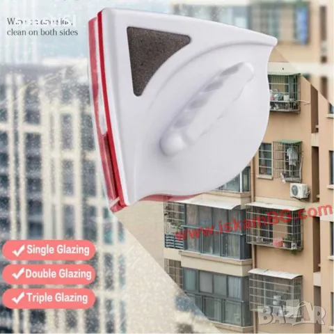 Уред за почистване на прозорец,С магнит, Двустранно, снимка 6 - Мопове, кофи, четки и метли - 49498003