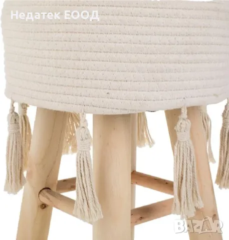 Дървена табуретка, Бял, 30x42 см., снимка 2 - Градински мебели, декорация  - 50387150