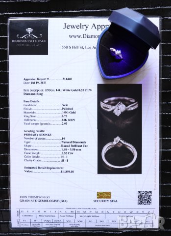 Нов Златен Пръстен с 0.52кт Естествени Диаманти, снимка 6 - Пръстени - 42863270