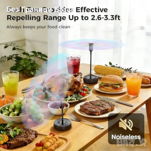 Нови Вентилатори против мухи за маса храна 4 броя 2000mAh до 20 часа работа, снимка 3 - Други стоки за дома - 54197679