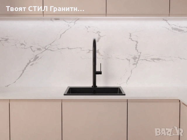 ГРАНИТНА МИВКА РИГА XL 45 – ТОП МОДЕЛ 💣 ЧЕРНА / ЗА ШКАФ 45 / НАЛИЧНА, снимка 6 - Мивки - 54066831