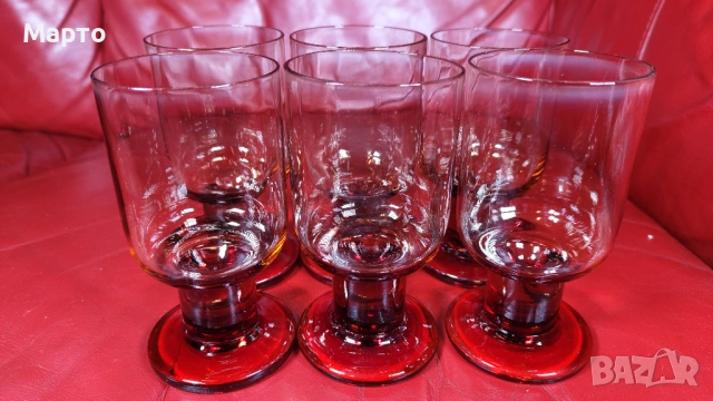 Много красиви стъклени чаши за концентрат, цветно стъкло, 6 бр