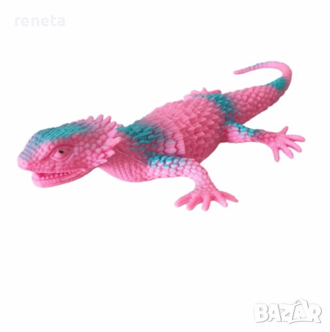 Фигурка Ahelos, Гущер, Гумен, Розов, 21 см, снимка 1