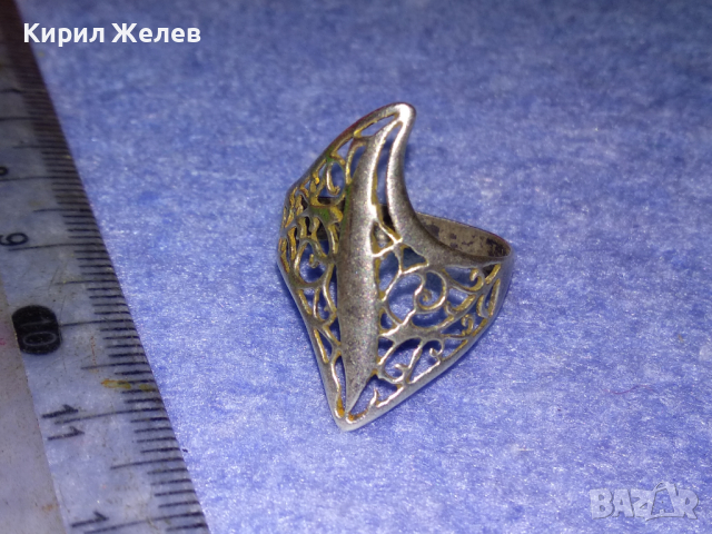 КРАСИВ АЖУРЕН РЕТРО СРЕБЪРЕН ПРЪСТЕН ВИСОКА ПРОБА СРЕБРО РЪЧНА АРТ ИЗРАБОТКА 43813, снимка 4 - Антикварни и старинни предмети - 44690237
