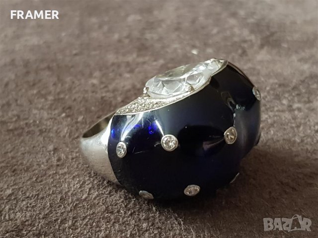 Стилен сребърен с емайл елегантен пръстен ПЛАНИНСКИ КРИСТАЛ, снимка 7 - Пръстени - 39479504