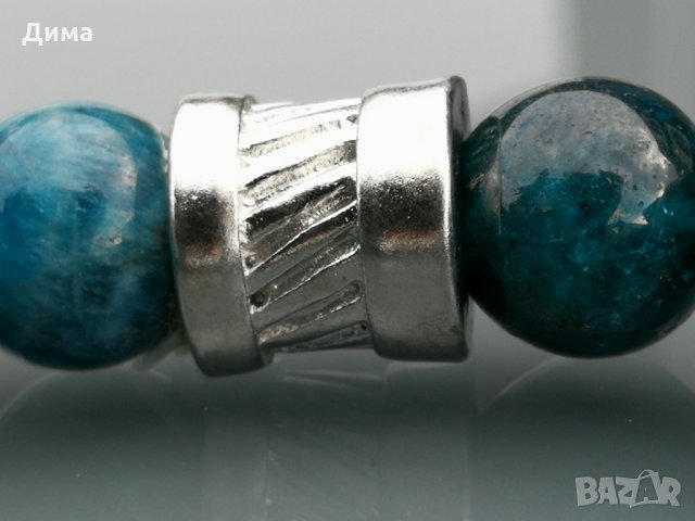 Гривна от 10 мм Натурален Зелен Апатит и Медицинска Стомана Ръчна изработка Стреч, снимка 5 - Гривни - 30907464