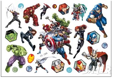 Avengers Отмъстителите Капитан Америка Хълк Айрън железния Tattoo татос татуировка временна детска , снимка 3 - Други - 24567609