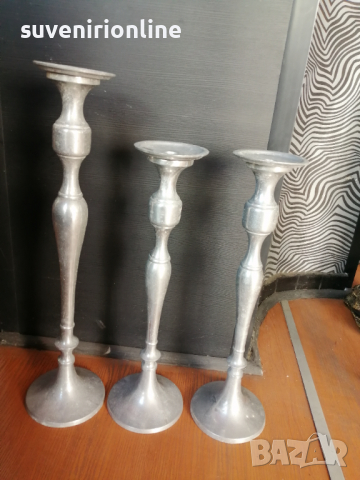 Тройка старинни свещници , снимка 3 - Декорация за дома - 36531079