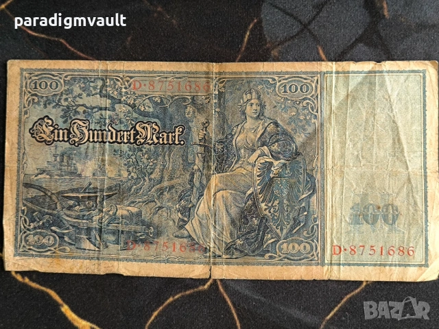 Райх банкнота - Германия - 100 марки | 1910г., снимка 4 - Нумизматика и бонистика - 54231283