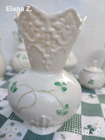 Belleek Ирландия ръчно рисувана ваза Donegal Spill Vase, снимка 3 - Вази - 52504917