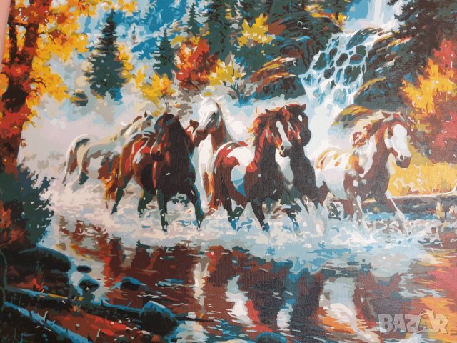 Нова картина Коне на реката , снимка 2 - Картини - 32145026