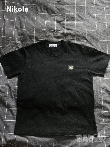 Черна Тениска Stone Island с Компас Пач (Размер M)