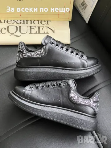 Alexander McQueen Дамски Черни Маратонки С Кристали👟Дамски Спортни Обувки С Камъни Код E188, снимка 4 - Маратонки - 50409448
