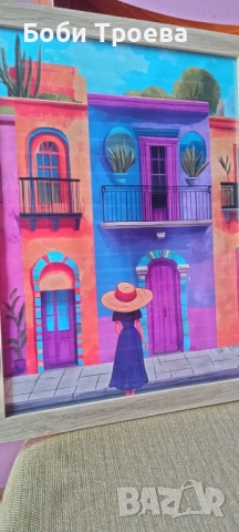 Платно с Мексиканска Градска Сцена, снимка 2 - Картини - 52038288
