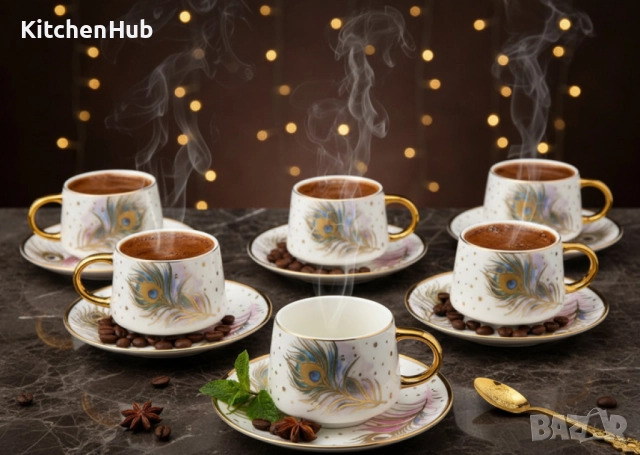 Луксозен сервиз за кафе – елегантност, която превръща всяка глътка в ритуал, снимка 3 - Сервизи - 52381467