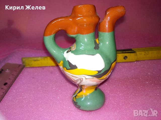 КЕРАМИЧНО БЪРДУЧЕ СВИРКА РЪЧНА МАЙСТОРСКА ИЗРАБОТКА ТРАДИЦИОНЕН ЕТНО СУВЕНИР ГЛЕДЖОСАНА ГЛИНА 42941, снимка 2 - Декорация за дома - 44297439