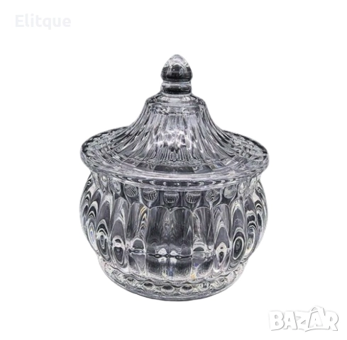 Стъклена захарница с капак, снимка 4 - Други стоки за дома - 52861441
