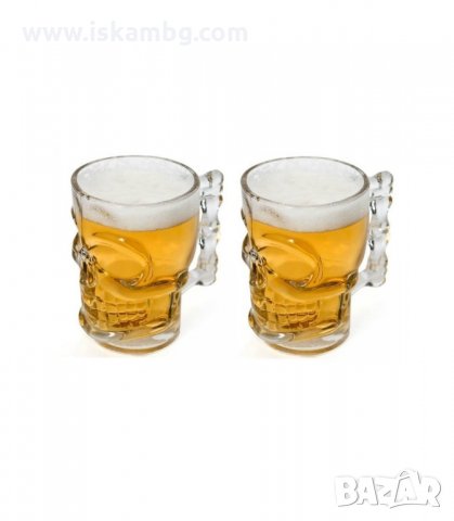 ЗАБАВНА СТЪКЛЕНА ХАЛБА ЗА БИРА ВЪВ ФОРМАТА НА ЧЕРЕП - код 2227, снимка 6 - Чаши - 33941435