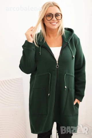 Дамски суичър с качулка с изолация и V-образно деколте Плюс размери, 4цвята , снимка 8 - Суичъри - 52189981