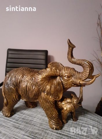Слон със слонче Голяма Фигура, снимка 3 - Статуетки - 31445392
