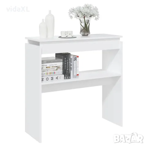 vidaXL Конзолна маса, бяла, 80x30x80 см, инженерно дърво, снимка 5 - Маси - 56147871