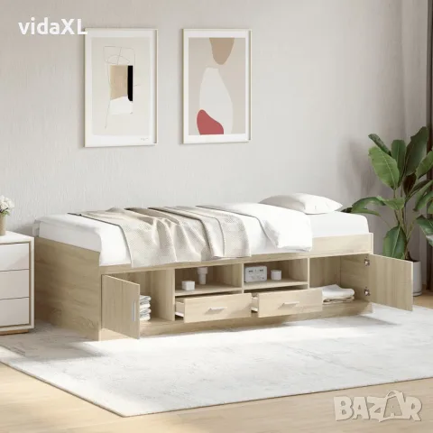 vidaXL Дневно легло с чекмеджета, без матрак, сонома дъб, 100x200 см, снимка 2 - Спални и легла - 56146861