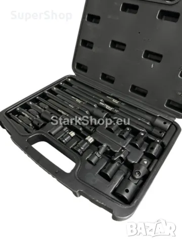 Професионален Комплект Ударни Преходници и Удължения 18 части – 1/4″ 3/8″ 1/2″ KraftWelle